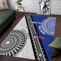 Fiji an Samoa Rugby Custom Area Rug Flying Fijians Manu Samoa Together Pacific LT14 Blue - Polynesian Pride