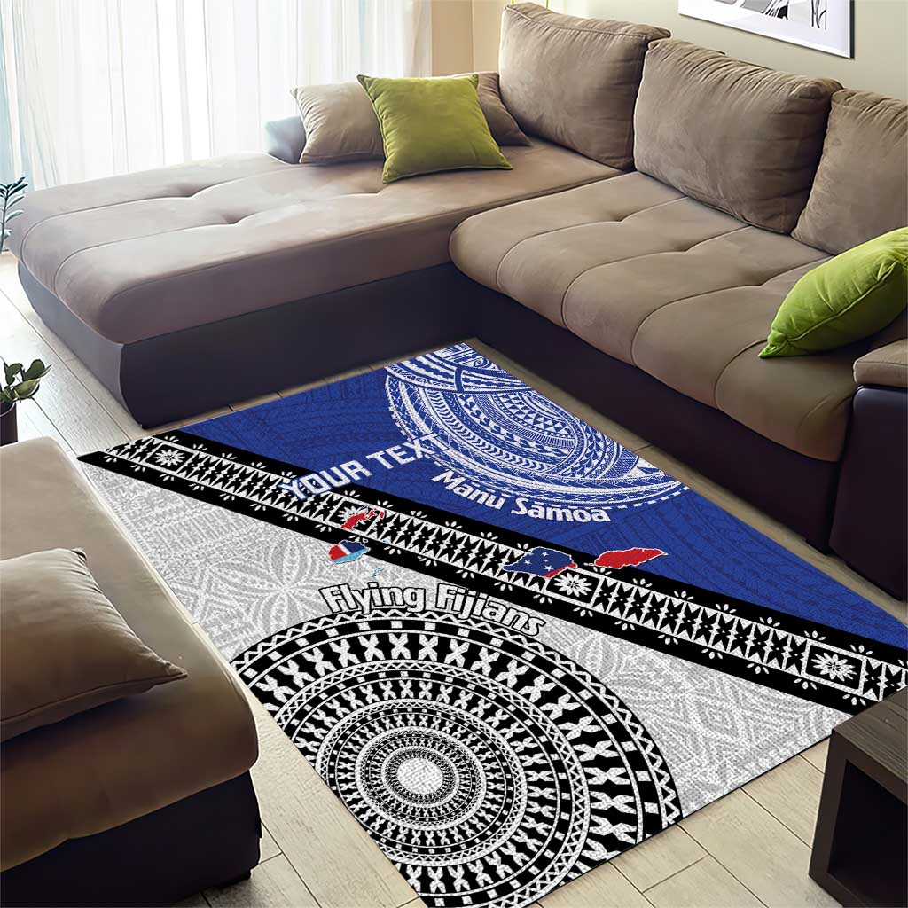 Fiji an Samoa Rugby Custom Area Rug Flying Fijians Manu Samoa Together Pacific LT14 - Polynesian Pride