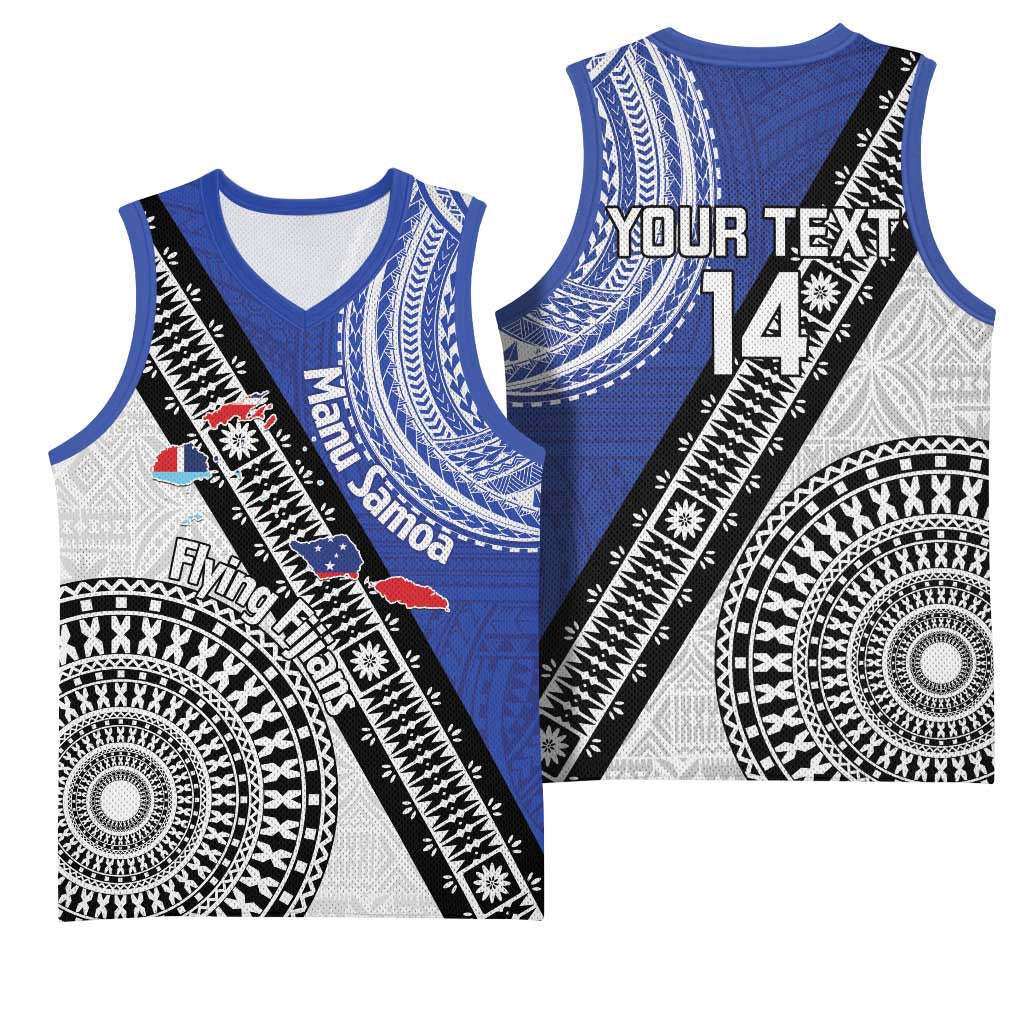 Fiji an Samoa Rugby Custom Basketball Jersey Flying Fijians Manu Samoa Together Pacific - Polynesian Pride