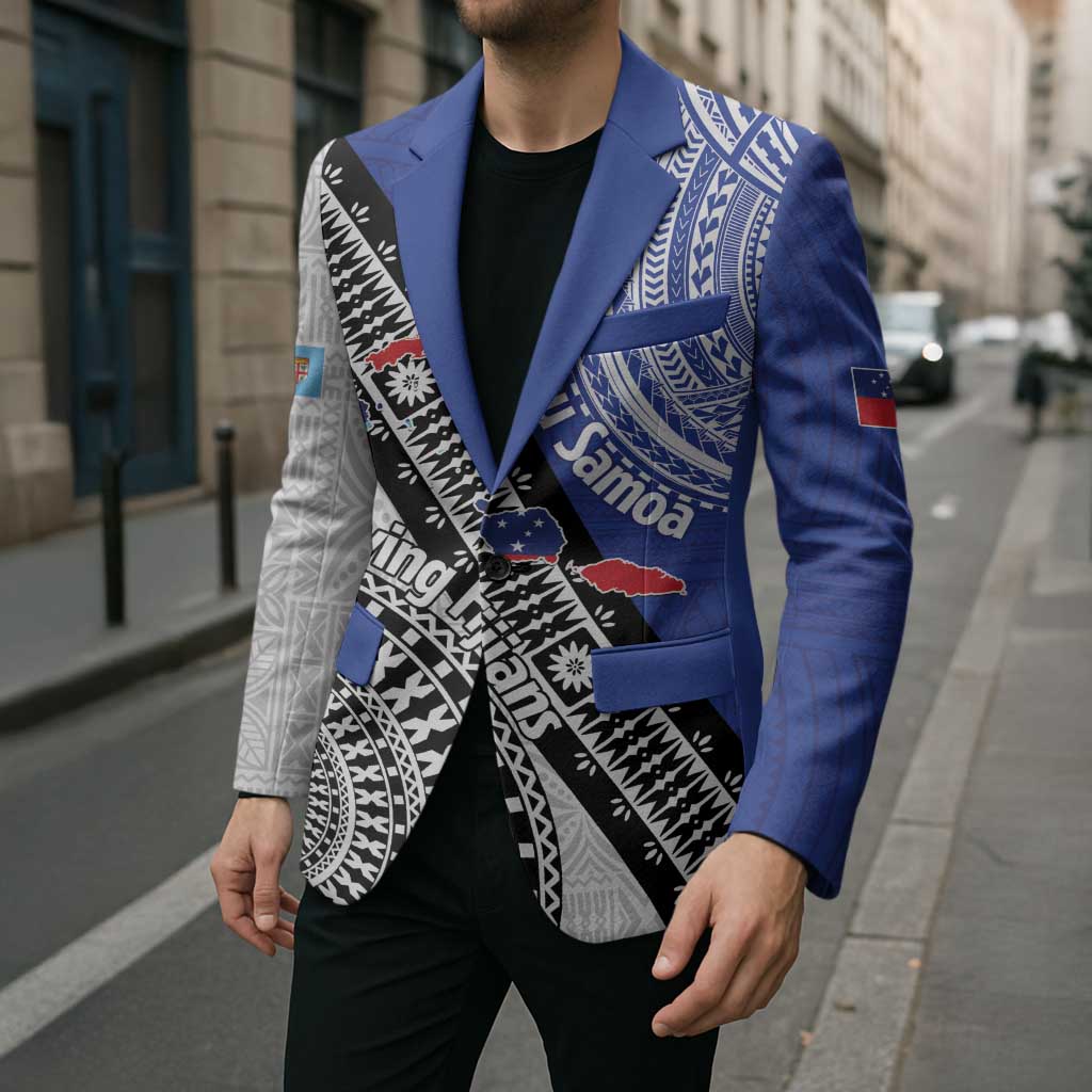 Fiji an Samoa Rugby Custom Blazer Flying Fijians Manu Samoa Together Pacific LT14 - Polynesian Pride