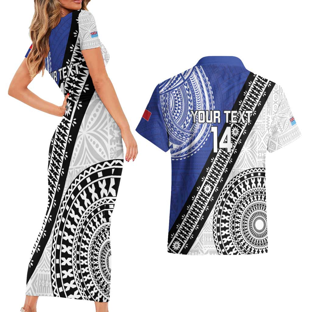 Fiji an Samoa Rugby Custom Couples Matching Short Sleeve Bodycon Dress and Hawaiian Shirt Flying Fijians Manu Samoa Together Pacific - Polynesian Pride