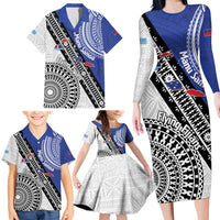Fiji an Samoa Rugby Custom Family Matching Long Sleeve Bodycon Dress and Hawaiian Shirt Flying Fijians Manu Samoa Together Pacific - Polynesian Pride