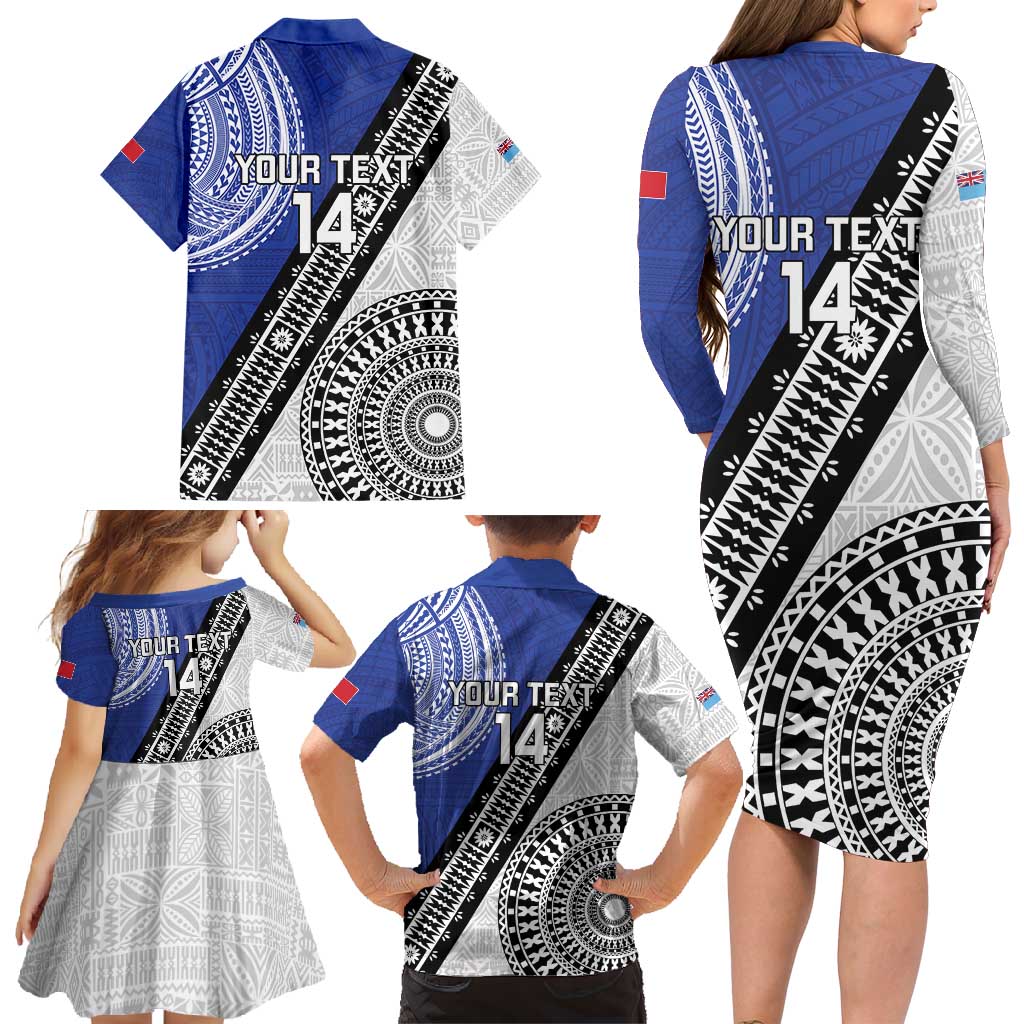 Fiji an Samoa Rugby Custom Family Matching Long Sleeve Bodycon Dress and Hawaiian Shirt Flying Fijians Manu Samoa Together Pacific - Polynesian Pride