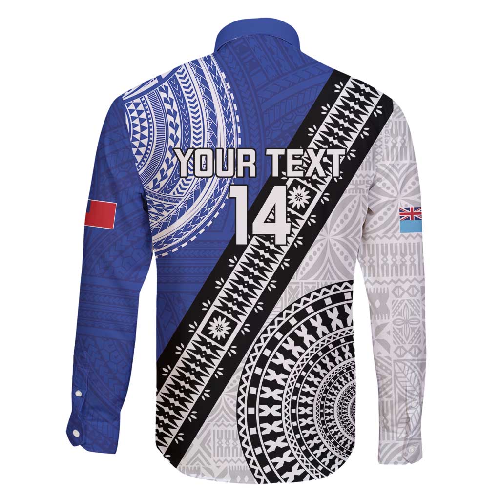 Fiji an Samoa Rugby Custom Family Matching Off Shoulder Short Dress and Hawaiian Shirt Flying Fijians Manu Samoa Together Pacific - Polynesian Pride