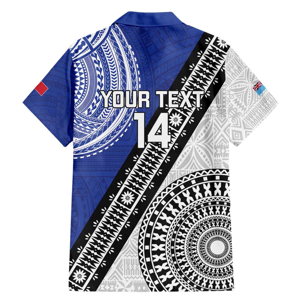 Fiji an Samoa Rugby Custom Family Matching Short Sleeve Bodycon Dress and Hawaiian Shirt Flying Fijians Manu Samoa Together Pacific - Polynesian Pride