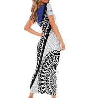 Fiji an Samoa Rugby Custom Family Matching Short Sleeve Bodycon Dress and Hawaiian Shirt Flying Fijians Manu Samoa Together Pacific - Polynesian Pride