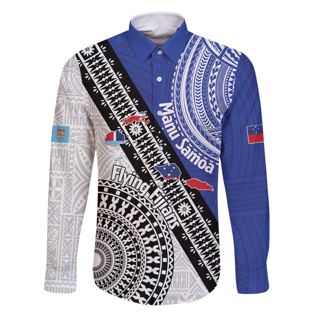 Fiji an Samoa Rugby Custom Family Matching Summer Maxi Dress and Hawaiian Shirt Flying Fijians Manu Samoa Together Pacific - Polynesian Pride