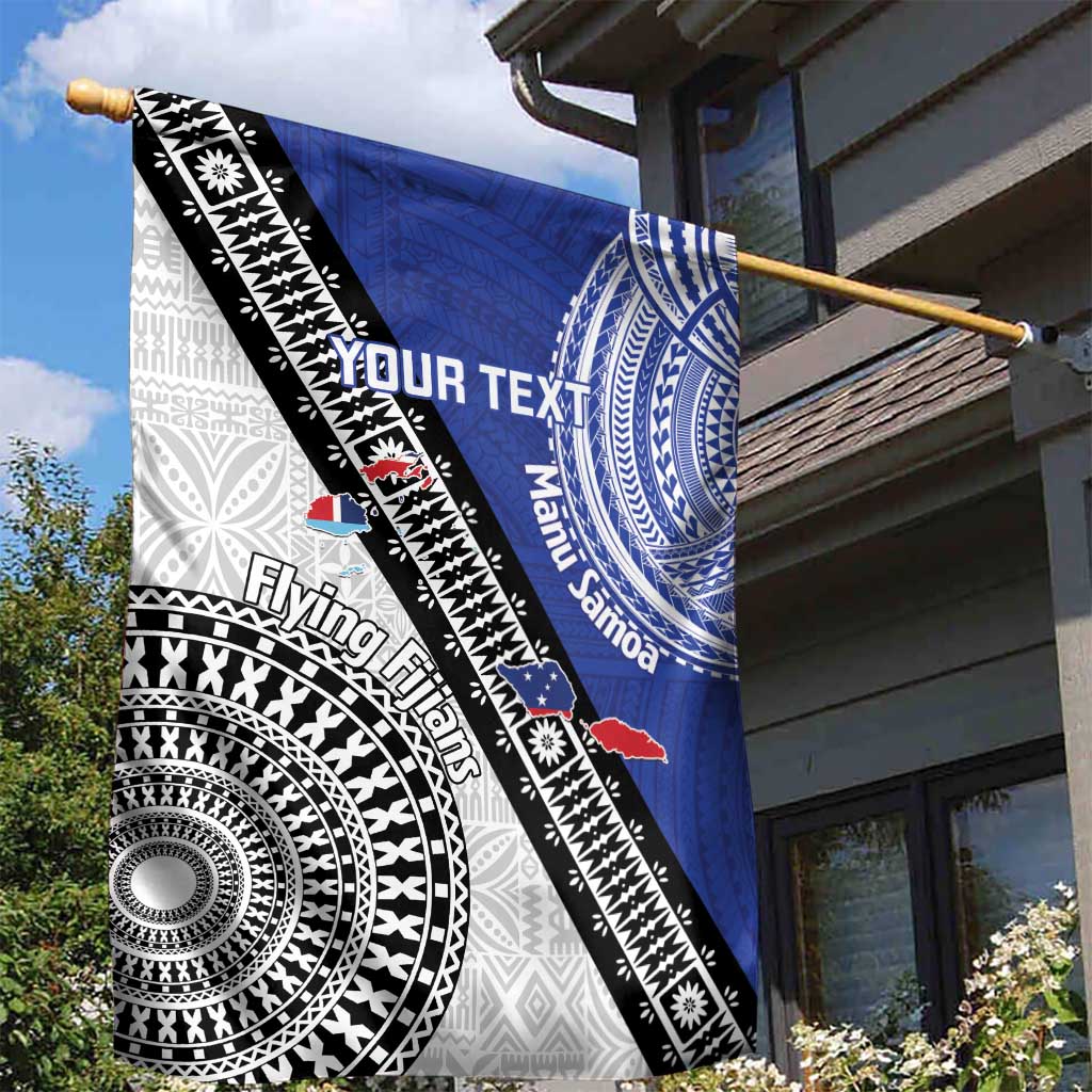 Fiji an Samoa Rugby Custom Garden Flag Flying Fijians Manu Samoa Together Pacific - Polynesian Pride