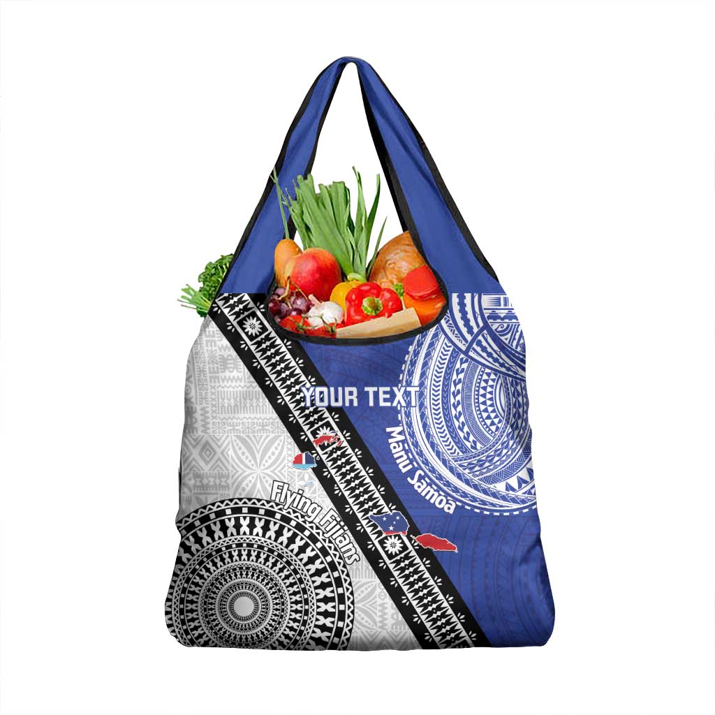 Fiji an Samoa Rugby Custom Grocery Bag Flying Fijians Manu Samoa Together Pacific - Polynesian Pride