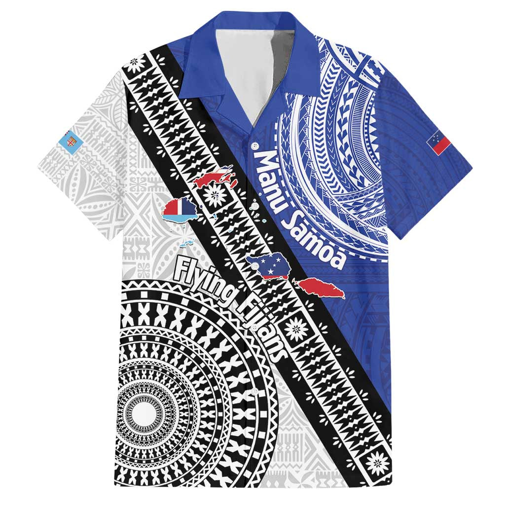 Fiji an Samoa Rugby Custom Hawaiian Shirt Flying Fijians Manu Samoa Together Pacific - Polynesian Pride