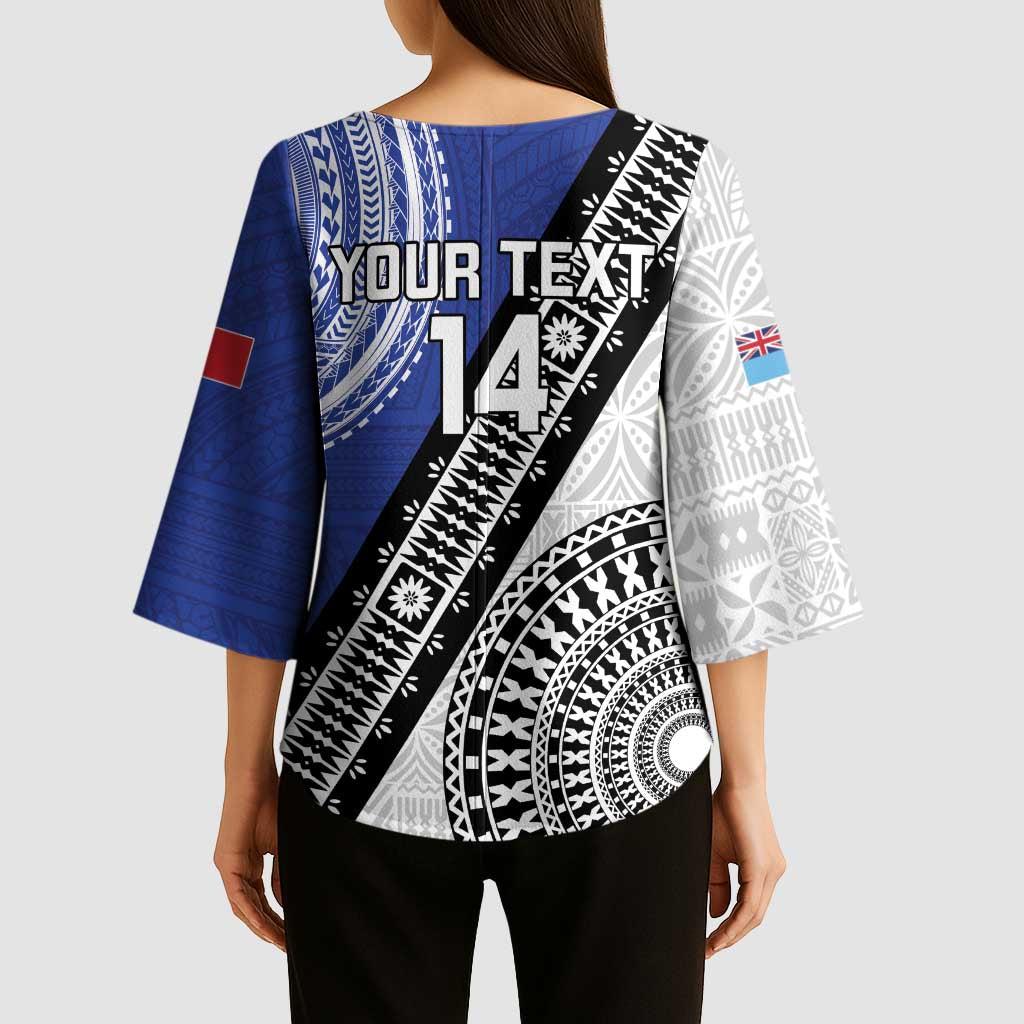 Fiji an Samoa Rugby Custom Kimono Sleeve Blouse Flying Fijians Manu Samoa Together Pacific - Polynesian Pride