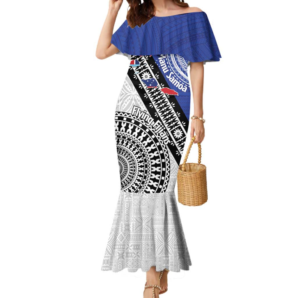 Fiji an Samoa Rugby Custom Mermaid Dress Flying Fijians Manu Samoa Together Pacific - Polynesian Pride