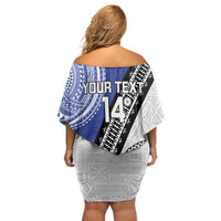 Fiji an Samoa Rugby Custom Off Shoulder Short Dress Flying Fijians Manu Samoa Together Pacific - Polynesian Pride