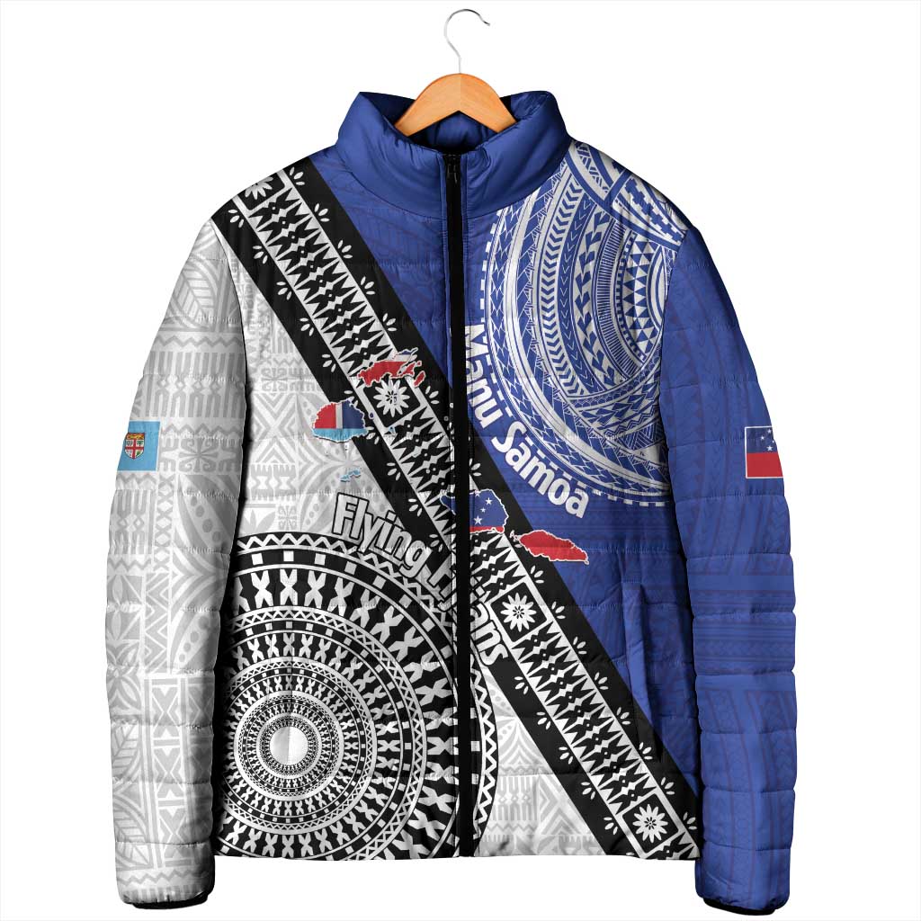 Fiji an Samoa Rugby Custom Padded Jacket Flying Fijians Manu Samoa Together Pacific - Polynesian Pride