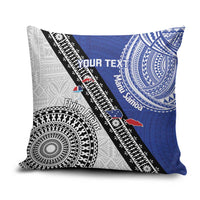 Fiji an Samoa Rugby Custom Pillow Cover Flying Fijians Manu Samoa Together Pacific LT14 Blue - Polynesian Pride