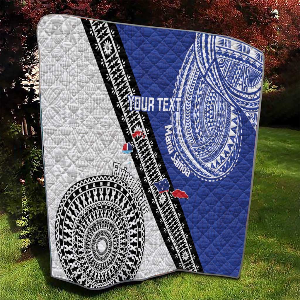 Fiji an Samoa Rugby Custom Quilt Flying Fijians Manu Samoa Together Pacific - Polynesian Pride
