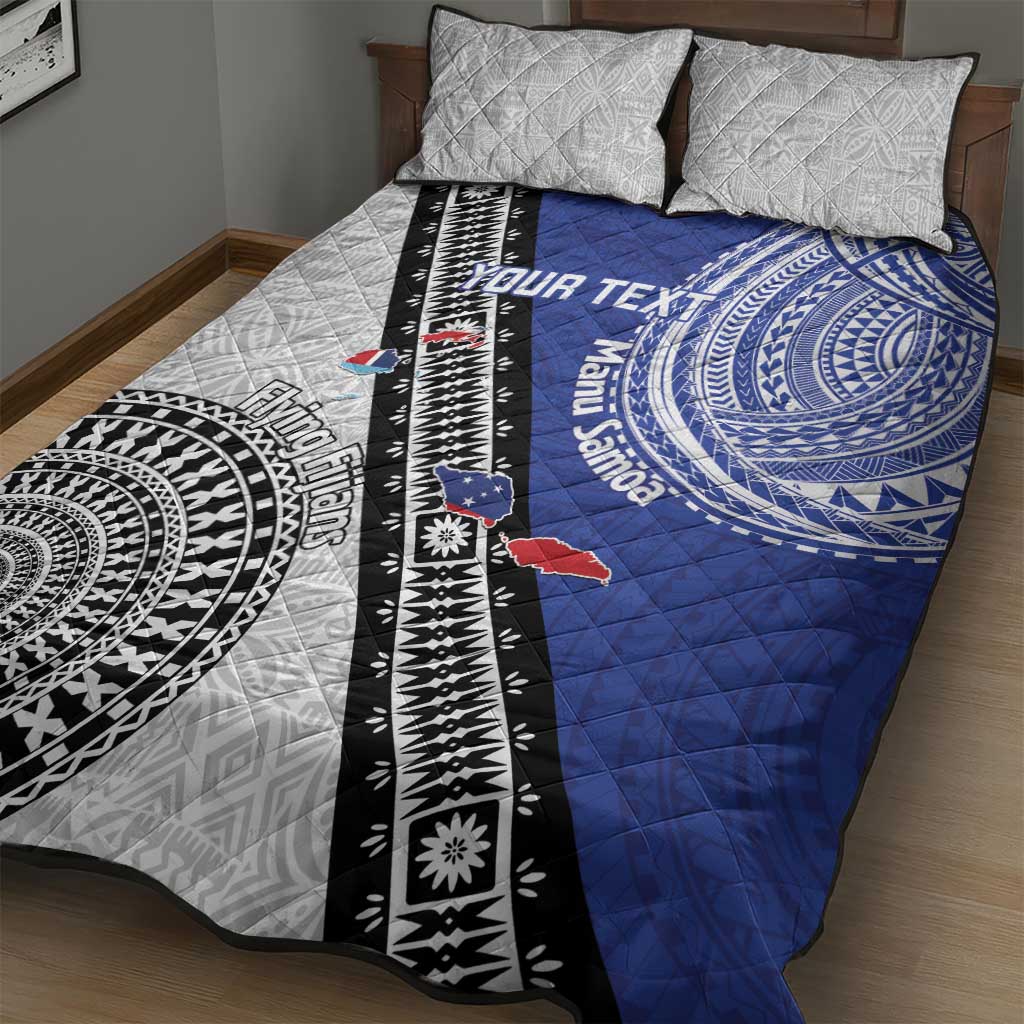 Fiji an Samoa Rugby Custom Quilt Bed Set Flying Fijians Manu Samoa Together Pacific - Polynesian Pride