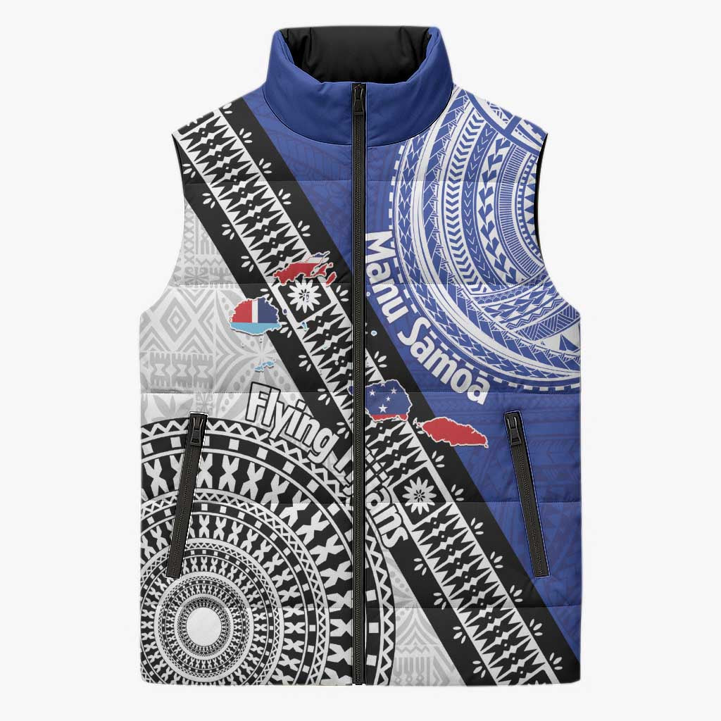 Fiji an Samoa Rugby Custom Sleeveless Puffer Jacket Flying Fijians Manu Samoa Together Pacific - Polynesian Pride