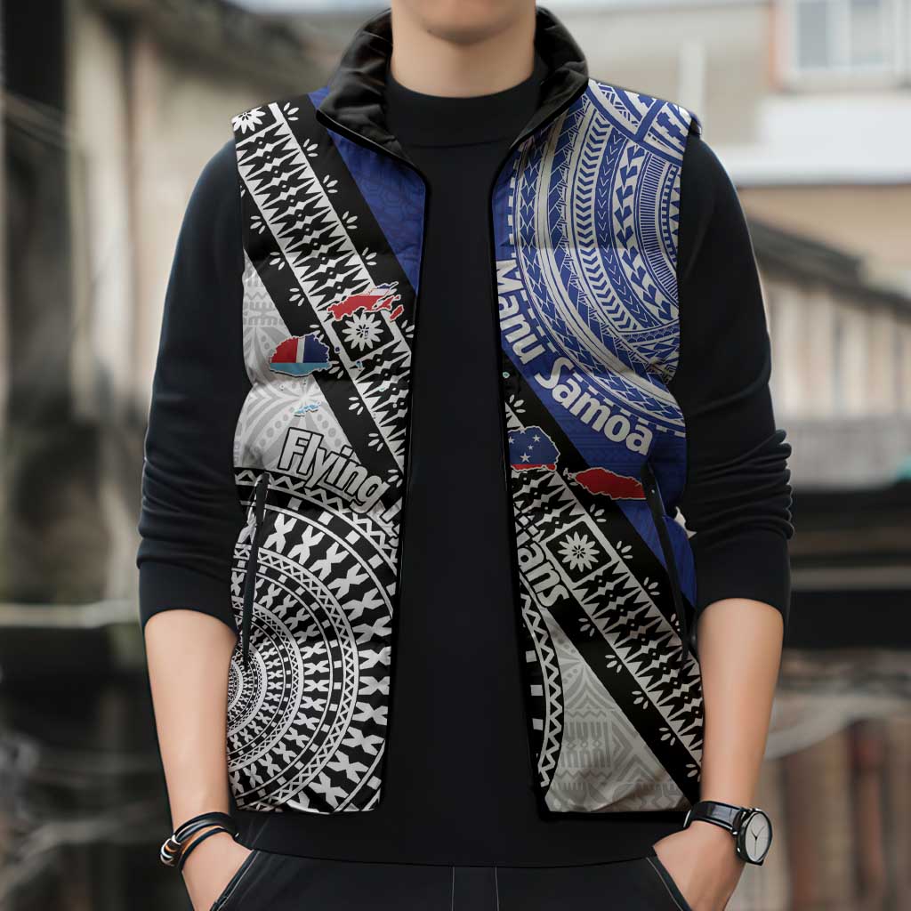 Fiji an Samoa Rugby Custom Sleeveless Puffer Jacket Flying Fijians Manu Samoa Together Pacific - Polynesian Pride