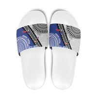 Fiji an Samoa Rugby Custom Slide Sandals Flying Fijians Manu Samoa Together Pacific LT14 Blue - Polynesian Pride