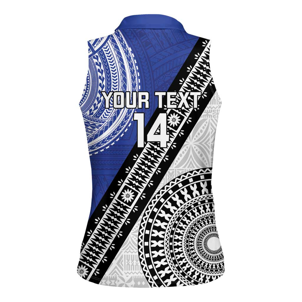 Fiji an Samoa Rugby Custom Women Sleeveless Polo Shirt Flying Fijians Manu Samoa Together Pacific LT14 - Polynesian Pride