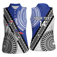 Fiji an Samoa Rugby Custom Women Sleeveless Polo Shirt Flying Fijians Manu Samoa Together Pacific LT14 - Polynesian Pride