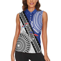 Fiji an Samoa Rugby Custom Women Sleeveless Polo Shirt Flying Fijians Manu Samoa Together Pacific LT14 - Polynesian Pride