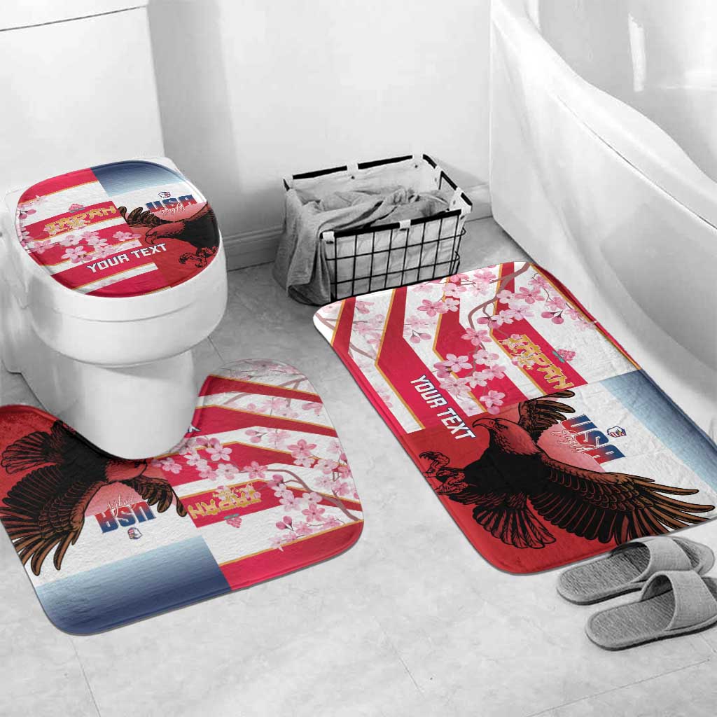 USA and Japan Rugby Custom Bathroom Set Eagles Brave Blossoms Together Pacific - Polynesian Pride
