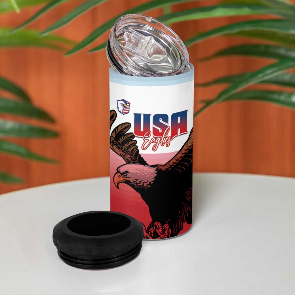 USA and Japan Rugby 4 in 1 Can Cooler Tumbler Eagles Brave Blossoms Together Pacific - Polynesian Pride