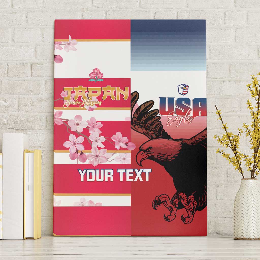USA and Japan Rugby Custom Canvas Wall Art Eagles Brave Blossoms Together Pacific - Polynesian Pride