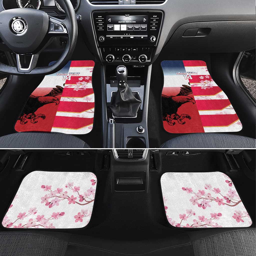 USA and Japan Rugby Custom Car Mats Eagles Brave Blossoms Together Pacific - Polynesian Pride