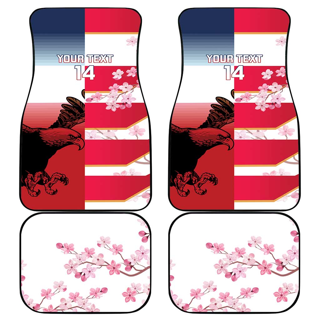 USA and Japan Rugby Custom Car Mats Eagles Brave Blossoms Together Pacific - Polynesian Pride