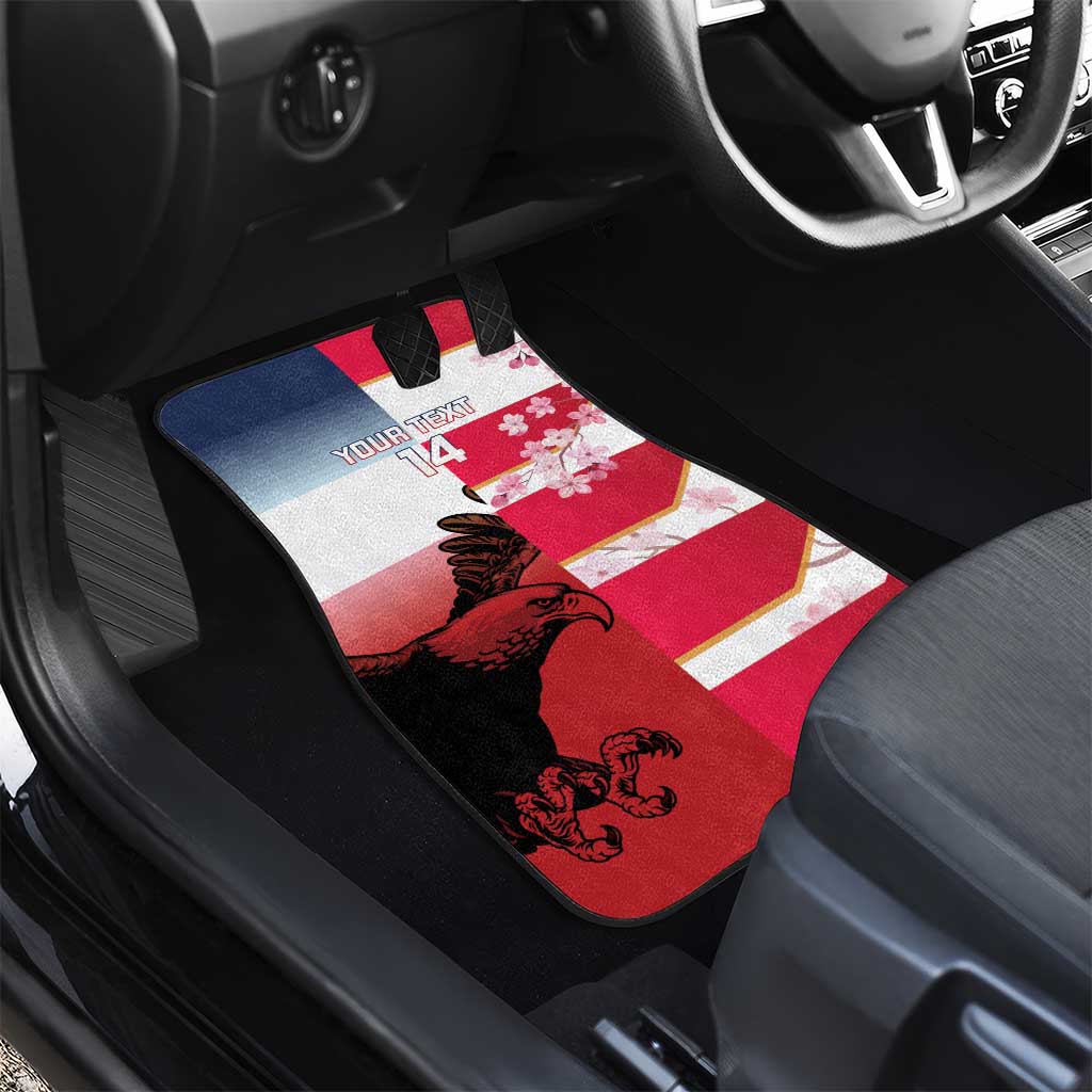 USA and Japan Rugby Custom Car Mats Eagles Brave Blossoms Together Pacific - Polynesian Pride