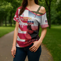 USA and Japan Rugby Custom Cross Shoulder Shirt Eagles Brave Blossoms Together Pacific - Polynesian Pride