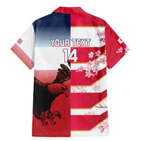 USA and Japan Rugby Custom Family Matching Mermaid Dress and Hawaiian Shirt Eagles Brave Blossoms Together Pacific - Polynesian Pride