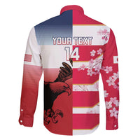 USA and Japan Rugby Custom Family Matching Mermaid Dress and Hawaiian Shirt Eagles Brave Blossoms Together Pacific - Polynesian Pride