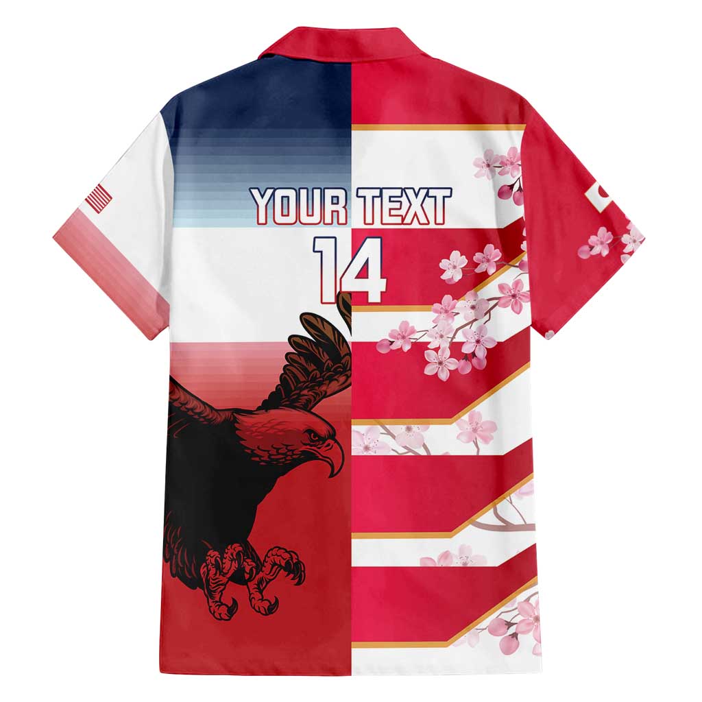 USA and Japan Rugby Custom Family Matching Off Shoulder Maxi Dress and Hawaiian Shirt Eagles Brave Blossoms Together Pacific - Polynesian Pride