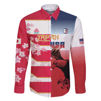 USA and Japan Rugby Custom Family Matching Tank Maxi Dress and Hawaiian Shirt Eagles Brave Blossoms Together Pacific - Polynesian Pride