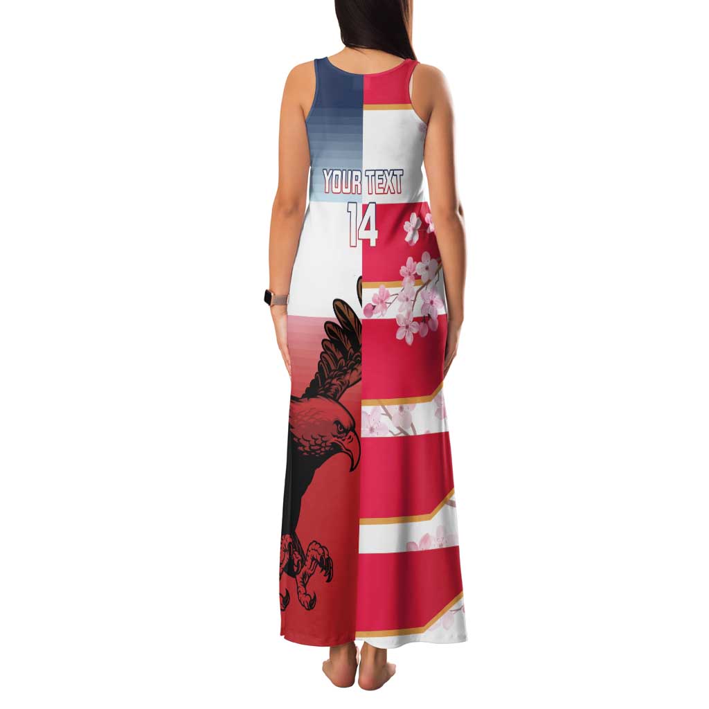 USA and Japan Rugby Custom Family Matching Tank Maxi Dress and Hawaiian Shirt Eagles Brave Blossoms Together Pacific - Polynesian Pride