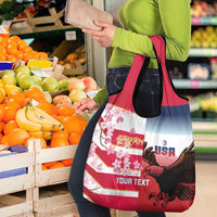 USA and Japan Rugby Custom Grocery Bag Eagles Brave Blossoms Together Pacific - Polynesian Pride