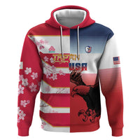 USA and Japan Rugby Custom Hoodie Eagles Brave Blossoms Together Pacific - Polynesian Pride