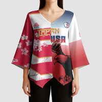 USA and Japan Rugby Custom Kimono Sleeve Blouse Eagles Brave Blossoms Together Pacific - Polynesian Pride