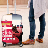 USA and Japan Rugby Custom Luggage Cover Eagles Brave Blossoms Together Pacific LT14 Red - Polynesian Pride