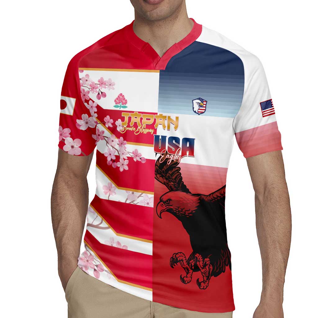 USA and Japan Rugby Custom Rugby Jersey Eagles Brave Blossoms Together Pacific - Polynesian Pride