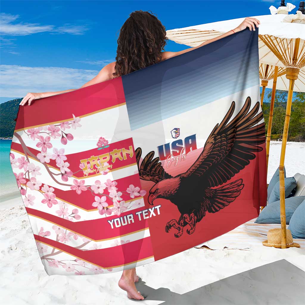 USA and Japan Rugby Custom Sarong Eagles Brave Blossoms Together Pacific - Polynesian Pride