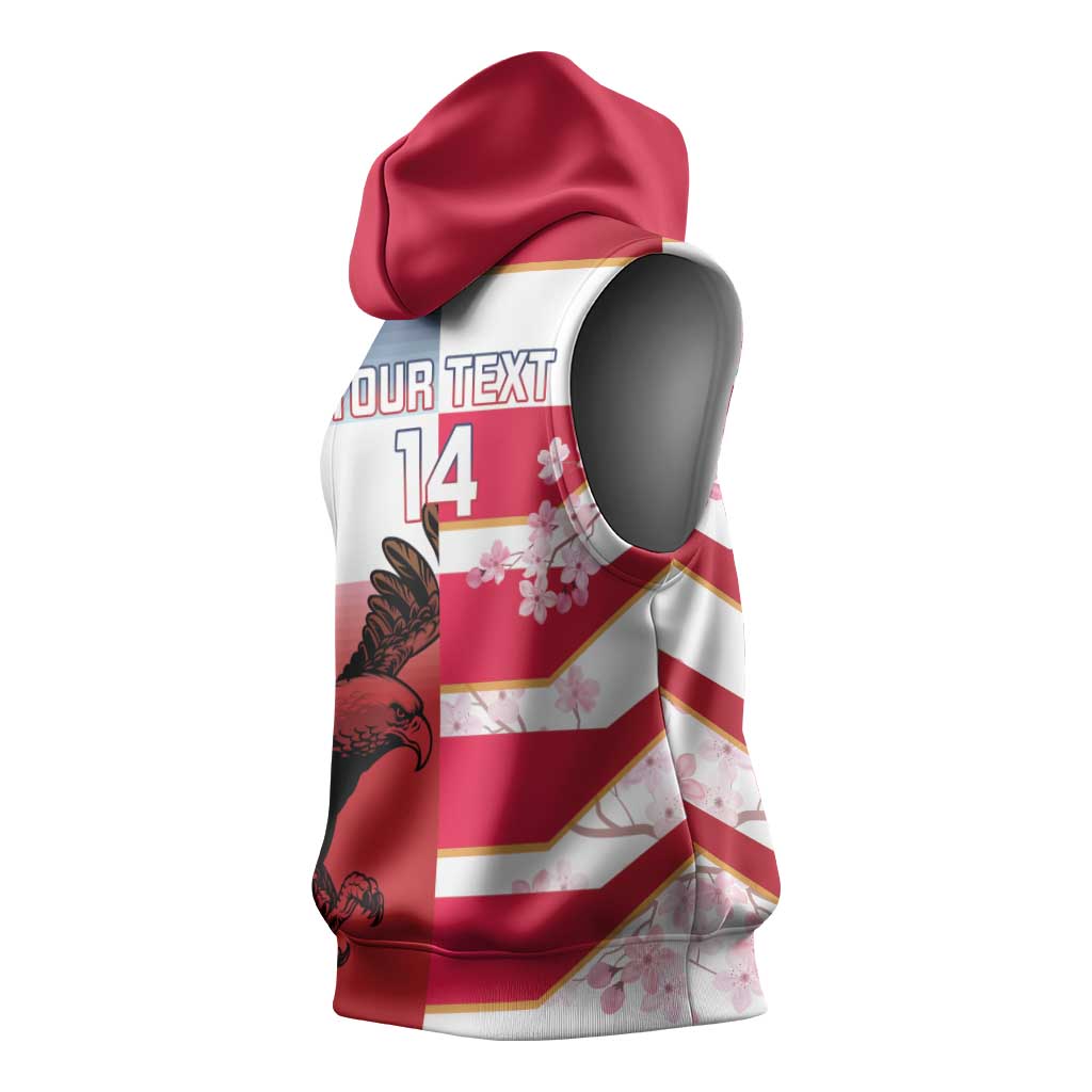 USA and Japan Rugby Custom Sleeveless Hoodie Eagles Brave Blossoms Together Pacific - Polynesian Pride