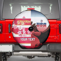 USA and Japan Rugby Custom Spare Tire Cover Eagles Brave Blossoms Together Pacific - Polynesian Pride