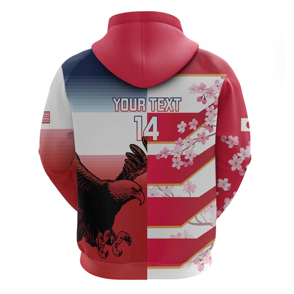 USA and Japan Rugby Custom Zip Hoodie Eagles Brave Blossoms Together Pacific LT14 - Polynesian Pride
