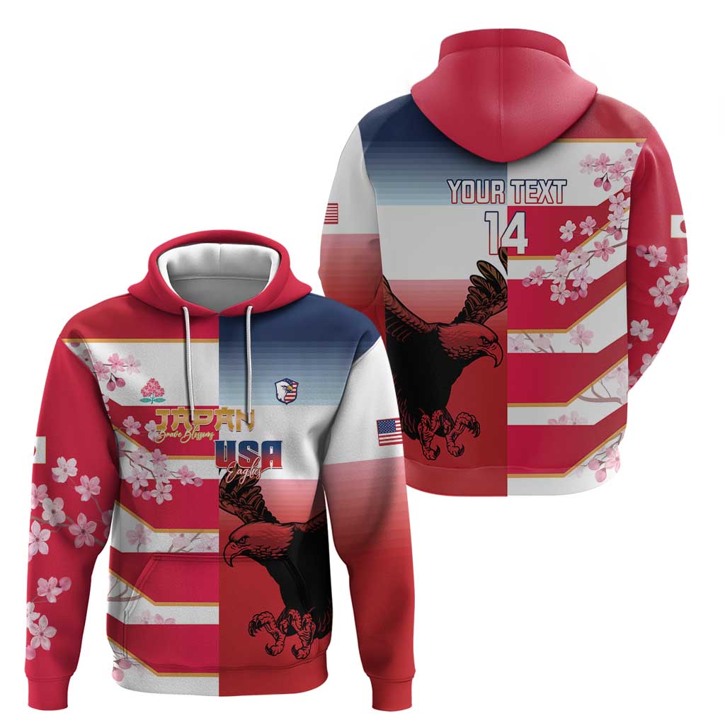 USA and Japan Rugby Custom Zip Hoodie Eagles Brave Blossoms Together Pacific LT14 - Polynesian Pride