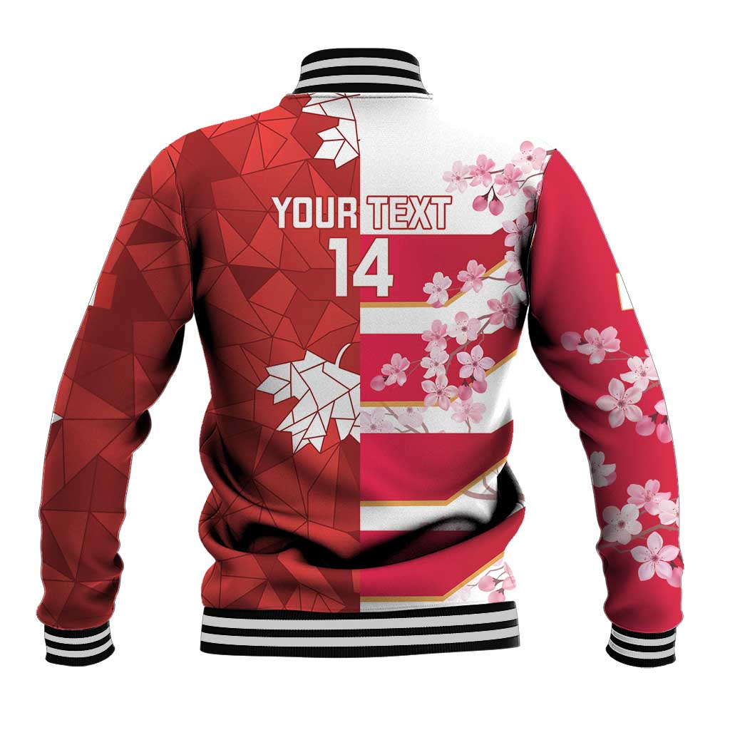Canada and Japan Rugby Custom Baseball Jacket Canucks Brave Blossoms Together Pacific - Polynesian Pride